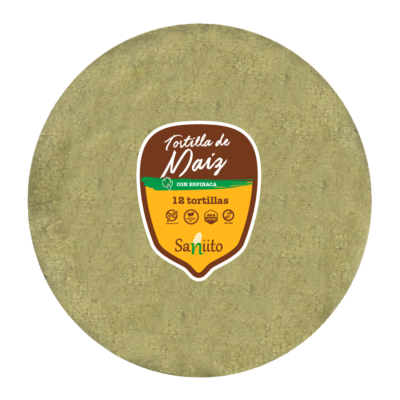 Tortilla de Maíz para Fajita con espinaca (17cms / 12u)