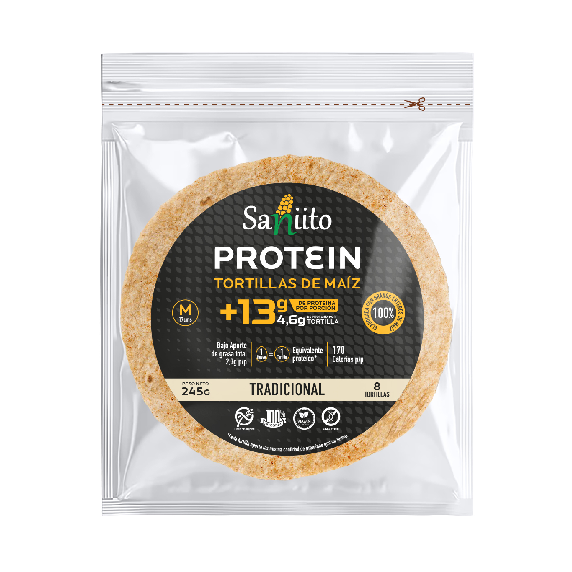 Tortilla de Maíz Protein (17cm / 8 u)